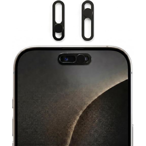 2 Pack Front Camera Privacy Cover Slider for iPhone 17/16/15/14 Pro Max/Pro, Face ID Compatible Webcam Blocker, Adhesive Anti-Spy Phone Lens Protector with Transparent Base, Black