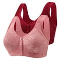 thumbnail image 1 of 2 Pack Front Closure Bras for Older Women, No Underwire Push up Brassiere, Soft Everyday Sleep Bralettes, 1 of 2