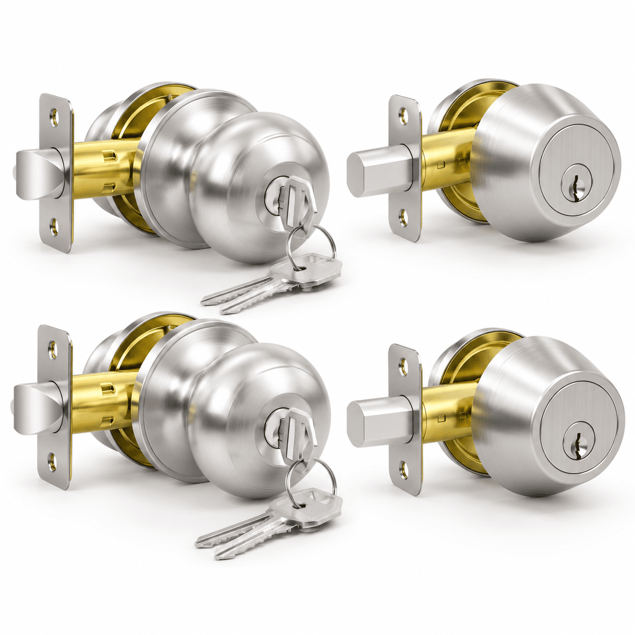 Door Lock Devices 2 Pack Front Door Lock Set, Keyed Alike Exterior Deadbolt and Entry ...