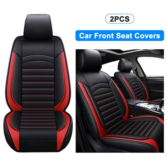 2 Pack Front Seat Covers For Kia Soul Optima Seltos Car 2 Front Seat Covers PU Leather Cushion Protector Waterproof Black&Red