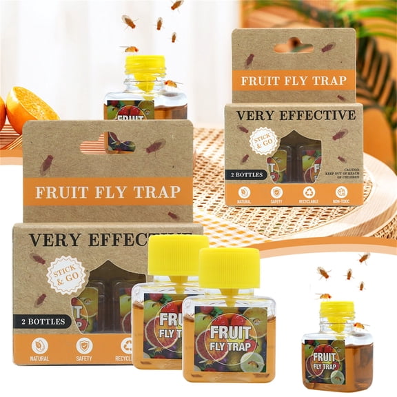 2 Pack Fruit Fly Trap, Highly Effective Fruit Fly Killer for Home & Kitchen Environmentally Responsible Ecological Traps Up to 3 Weeks per Bottle
