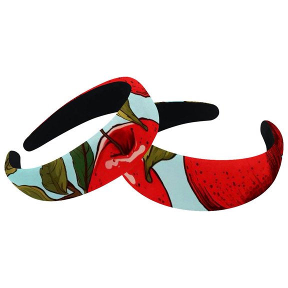 2 Pack Fruit Headbands for Women Fashion Wide Headband Yoga Workout Head Bands Hair Accessories Band