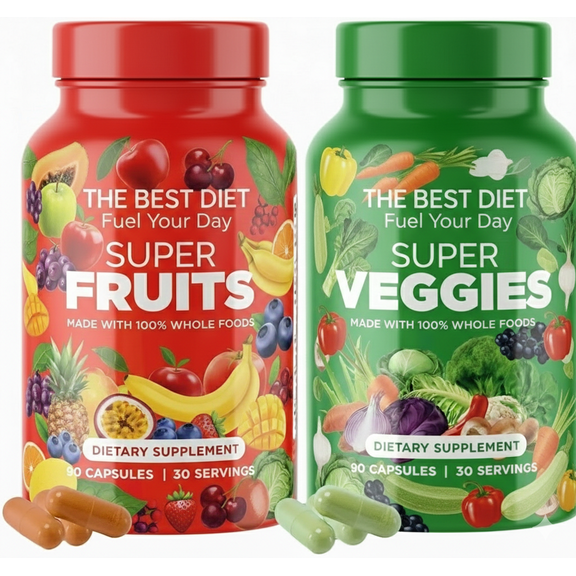 (2 Pack) Fruits & Veggies Whole Produce Dietary Supplement Capsules, 180 Count
