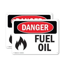 (2 Pack) Fuel Oil OSHA Danger Sign 18 Inch X 12 Inch Indoor / Outdoor Rust-Free Aluminum Metal Signs for Workplace, Workshop, and Construction Site, Made in the USA