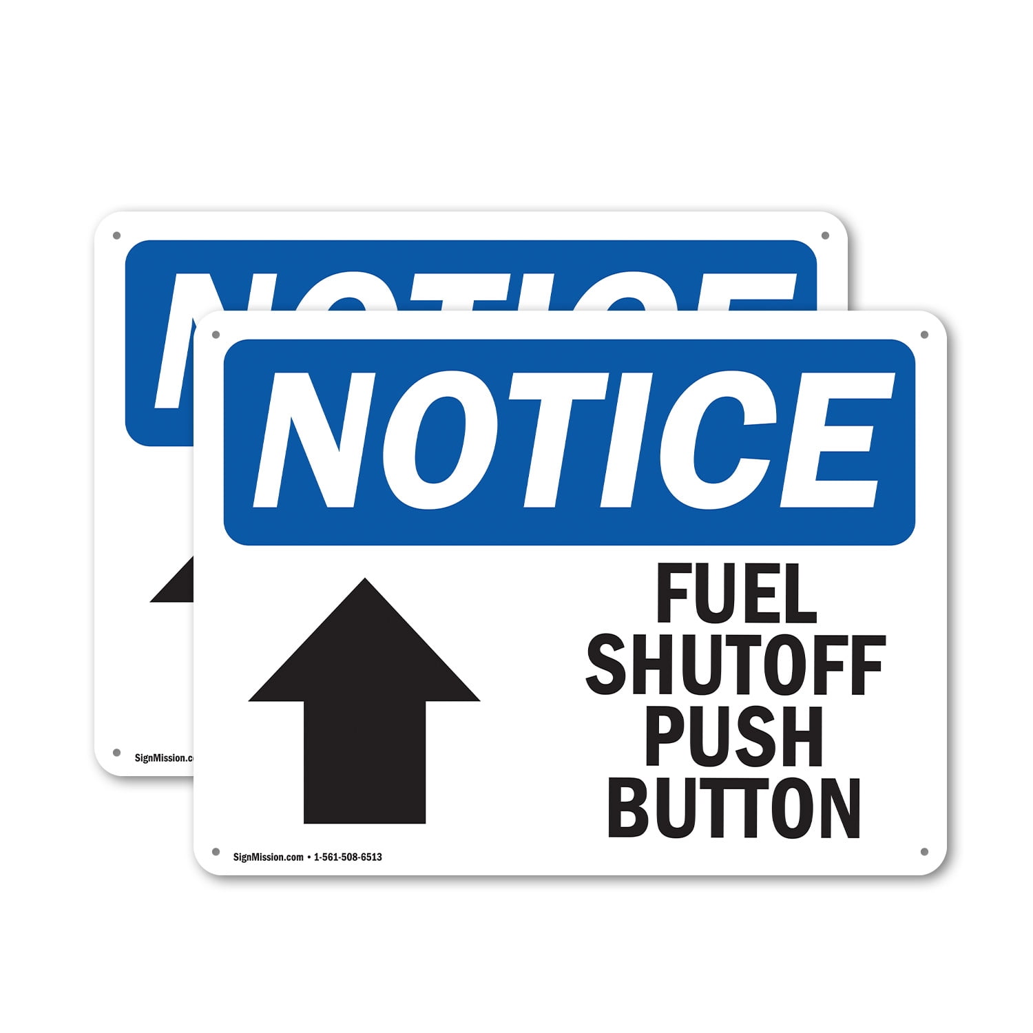(2 Pack) Fuel Shutoff Push Button [Up Arrow] OSHA Notice Sign 14 Inch X ...