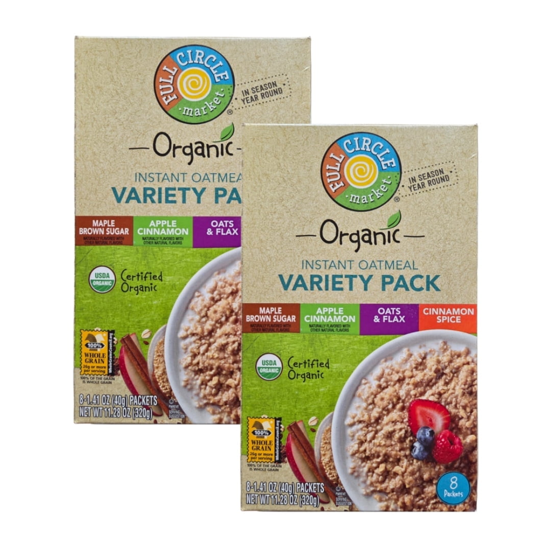 (2 Pack) Full Circle Instant Oatmeal, Variety Pack 11.28 Ounce