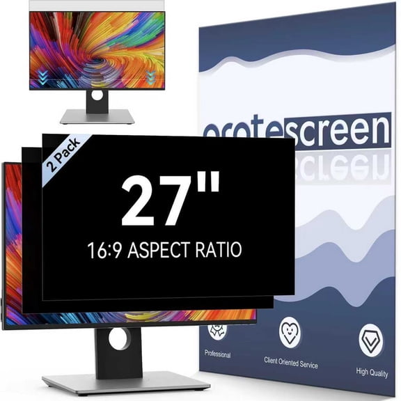 [2 Pack]Fully Removable 27 Inch Privacy Screen Filter for 16:9 Widescreen Computer Monitor,Desktop PC,Eye Protection Anti Glare Blue Light Filter Privacy Shield,Anti Spy Screen Protector Film 27 In