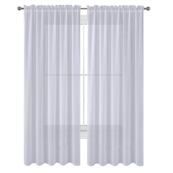 2 Pack Fully Stitched Sheer Window Curtain Panel Drapes 63" 84" 95" 108" 120"L