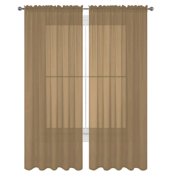 2 Pack Fully Stitched Sheer Window Curtain Panel Drapes 63" 84" 95" 108" 120"L