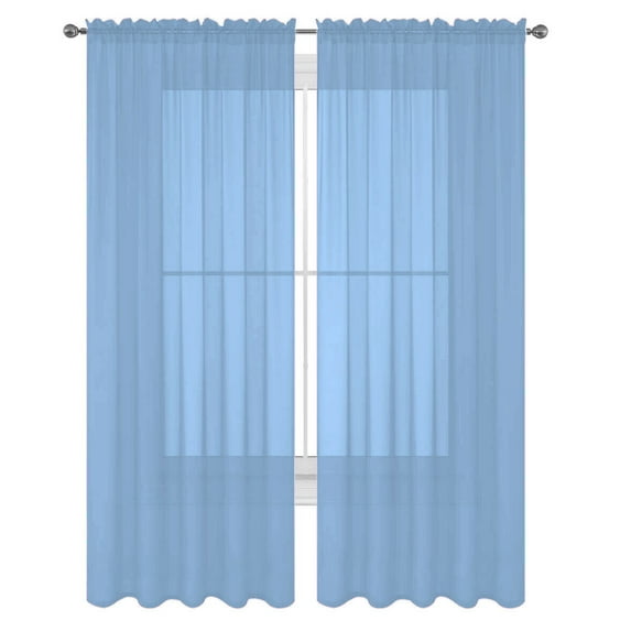 2 Pack Fully Stitched Sheer Window Curtain Panel Drapes 63" 84" 95" 108" 120"L