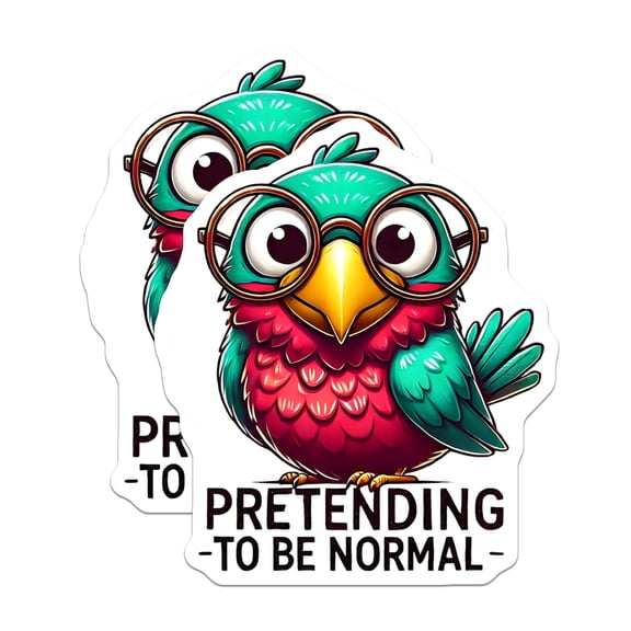 (2 Pack) Funny Bird Stickers - Nerd Bird - Pretending to Be Normal Decals - 5" On Longest Side - Sticks to Smooth Flat Surfaces - Made in USA - BMCS15978