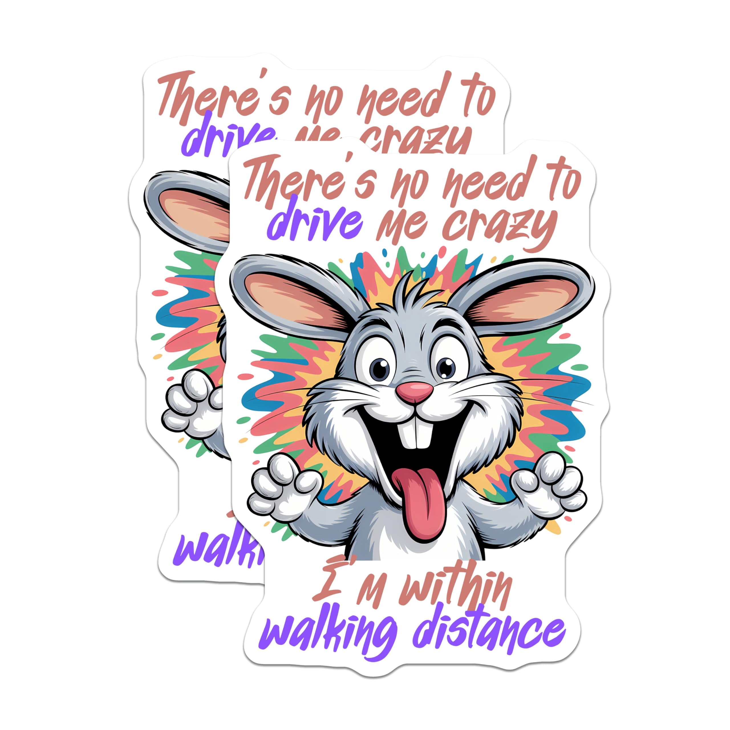 (2 Pack) Funny Bunny Stickers - Walking Distance - Crazy Rabbit ...