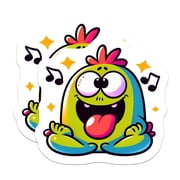 2 Pack Funny Cartoon Monster Magnets - Quirky Creature Decor - Cheerful Singing Notes - 5 Inches On Longest Side - Thick Durable Magnet - Made in USA - MAG20939
