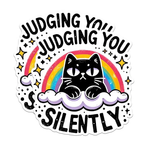 (2 Pack) Funny Cat Magnets - Rainbow Cat Magnets - Judging You Silently Magnets- 5" On Longest Side - for Fridges, Toolboxes, Cars - Made in USA - MAG2786