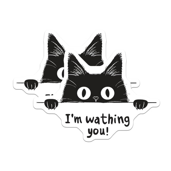 (2 Pack) Funny Cat Magnets - I'm Watching You - Cute Animal - Cat Meme - Kitchen Decor Magnets - 5" On Longest Side - for Cars, Refrigerators, Toolboxes, Lockers - Made in USA BMCS3456