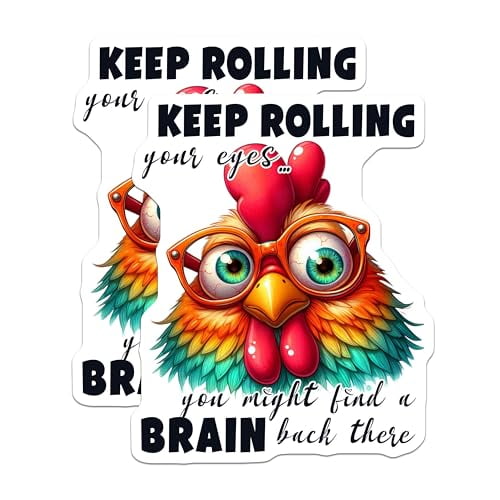 (2 Pack) Funny Chicken Magnets - Keep Rolling Your Eyes Magnets - Humorous Kitchen Magnets - Chicken Art Magnets - 5" On Longest Side - for Cars, Fridges, Toolboxes - Made in USA - MAG4581