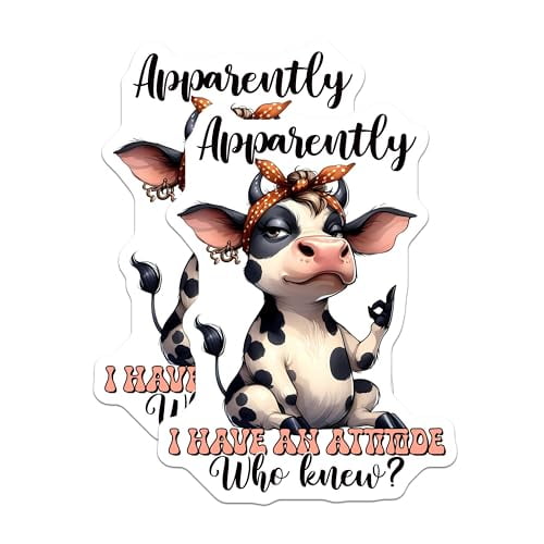 (2 Pack) Funny Cow Attitude Magnets - Cute Animal Fridge Magnets - Kitchen - Refrigerator Magnets with Quotes - 5" On Longest Side - for Cars, Fridges, Toolboxes - Made in USA - MAG3789