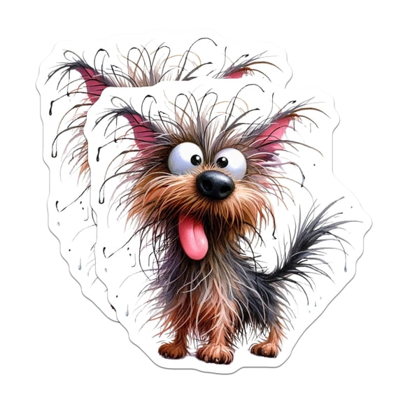 (2 Pack) Funny Dog Magnets - Scruffy Puppy Cartoon - Pet Lover Decor Kitchen - 5 Inches On Longest Side - Thick Durable Magnet - Made in USA - MAG25132