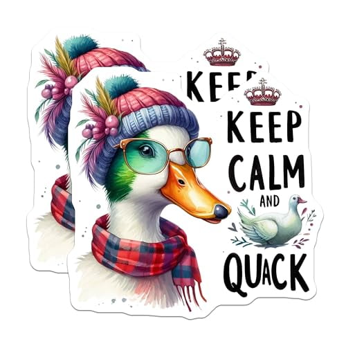 (2 Pack) Funny Duck Magnets - Keep Calm and Quack - Cute Animal Magnets - Punny and Humorous Decor - 5" On Longest Side - for Cars, Fridges, Toolboxes - Made in USA - MAG6364
