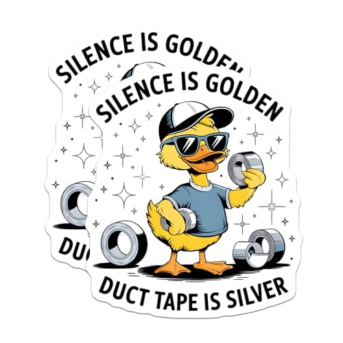 (2 Pack) Funny Duck Magnets - Silence is Golden - Duct Tape is Silver - 5" On Longest Side - for Cars, Fridges, Toolboxes - Made in USA - MAG6391