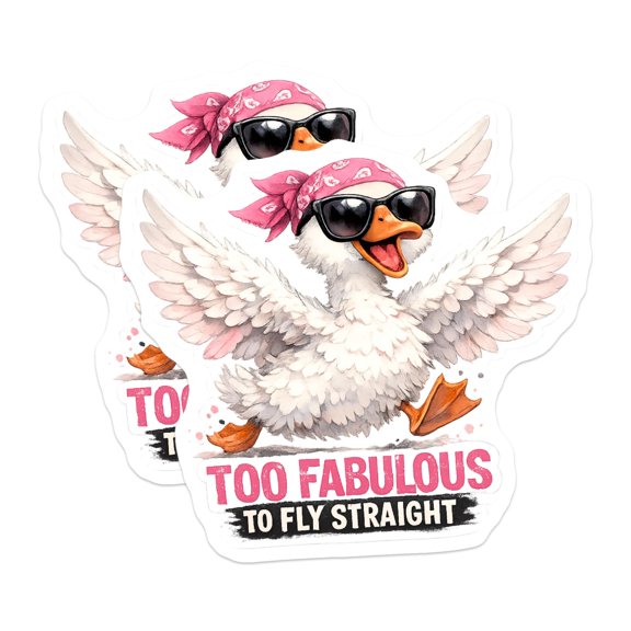 (2 Pack) Funny Duck Magnets - Too Fabulous To Fly Straight - Cool Bird Meme - 5 Inches On Longest Side - Thick Durable Magnet - Made in USA