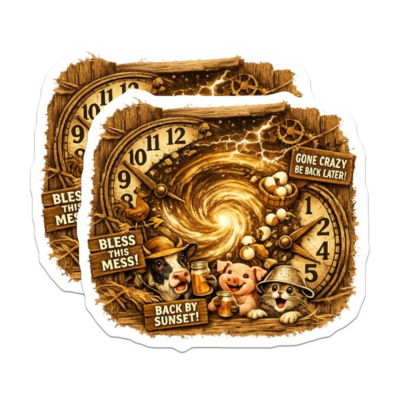 (2 Pack) Funny Farm Animal Magnets - Bless This Mess Country Kitchen Decor - Rustic Barnyard Humor Fridge Accents - 5 Inches On Longest Side - Thick Durable Magnet - Made in USA