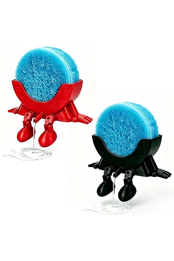 2 Pack Funny Figure Sponge Holder, Open Drain Design Kitchen Sink Sponge Caddy, Countertop & Rim Hanging Dish Scrub Storage Organizer
