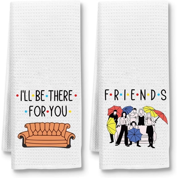 2 Pack Funny Friends TV Show Merchandise Kitchen Towels, Kitchen Dish Towels Flour Sack Dish Towels Friends TV Show Gifts for Women Friends, Birthday Christmas Kitchen Towels Central Perk