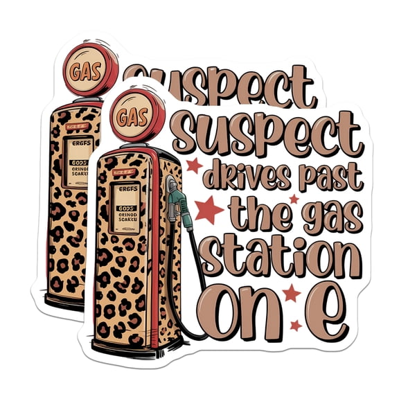 (2 Pack) Funny Gas Pump Magnets - Leopard Print Vehicle Decor - Running On Empty Sarcasm Quote - 5 Inches On Longest Side - Thick Durable Magnet - Made in USA - MAG20600