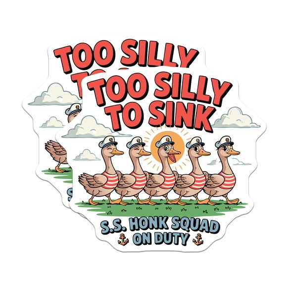 (2 Pack) Funny Goose Stickers - Honk Squad - Silly Goose Decal - 5" On Longest Side - Sticks to Smooth Flat Surfaces - Made in USA - BMCS15439