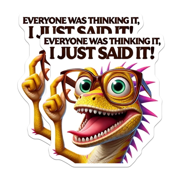 (2 Pack) Funny Lizard Stickers - Reptile Saying - Sarcastic Humor - 5" On Longest Side - Sticks to Smooth Flat Surfaces - Made in USA - BMCS14056