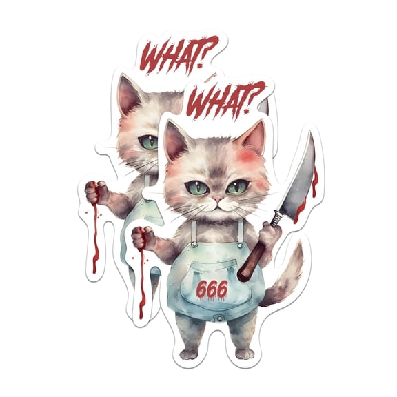 (2 Pack) Funny Murderous Cat Holding Knife Halloween Costume Magnets - Funny Horror Movie - 5" On Longest Side - Premium Magnet - for Cars, Refrigerators, Toolboxes, Lockers - Made in USA - MAG0470