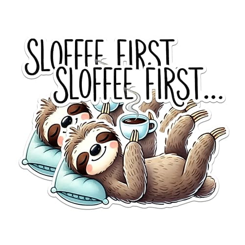 (2 Pack) Funny Sloth Coffee Magnets - Cute Sloth Drinking Coffee Magnets - Kitchen Decor Magnets for Coffee Lovers- 5" On Longest Side - for Fridges, Toolboxes, Cars - Made in USA - MAG2727