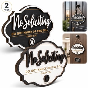 2 Pack Funny No Soliciting Signs for Front Door - Hanging 'Do Not Knock' Door Signs for Home & Office - No Solicitors, No Trespassing, No Salesmen Sign with Humorous Message