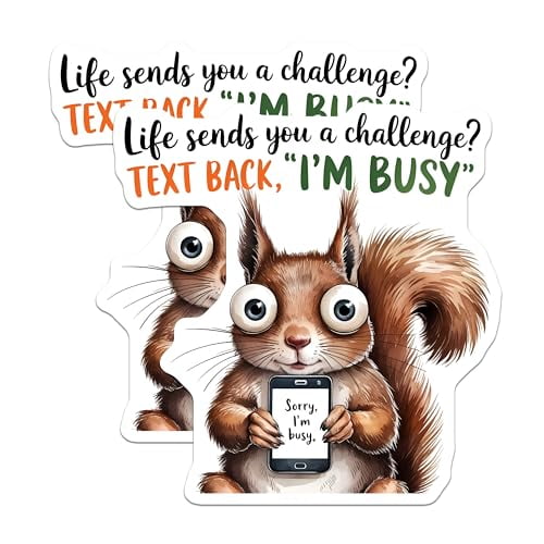 (2 Pack) Funny Squirrel Magnets Magnets - I'm Busy Quote - Humorous Animal Magnet - 5" On Longest Side - Made in USA - Sticks to Refrigerators & Metal Surfaces - MAG8754