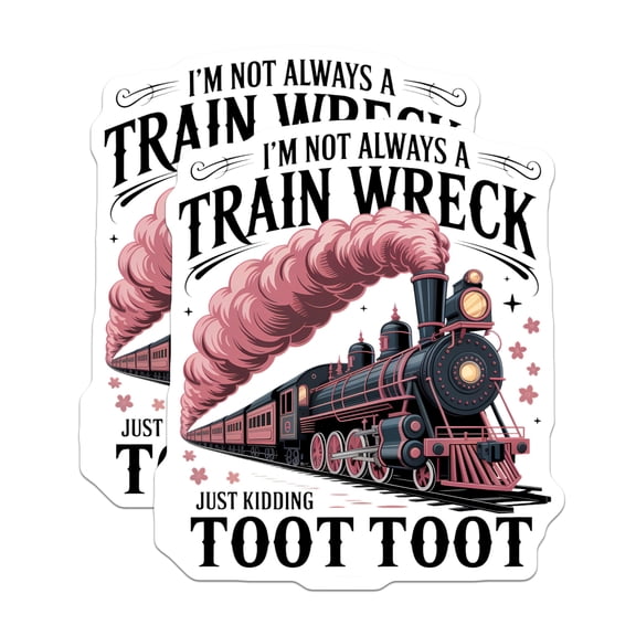 (2 Pack) Funny Train Wreck Magnets for Fridge - Steam Locomotive Toot Toot Art - Humorous Railway Engine Decor - 5 Inches On Longest Side - Thick Durable Magnet - Made in USA - MAG22659