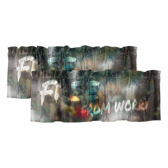 2 Pack Funny Valances for Windows Bedroom Living Room Window Treatments, Modern Abstract Glass Chic Rains Rod Pocket Valance Drapes Short Kitchen Curtains Over Sink 42"x12"