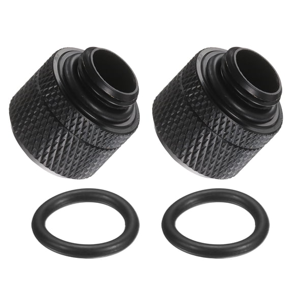 2-Pack G1/4" Thread 3/8 in ID 1/2 in OD Quick Tighten Compression Fitting for Soft Tubing, Computer Water Cooling System, Black
