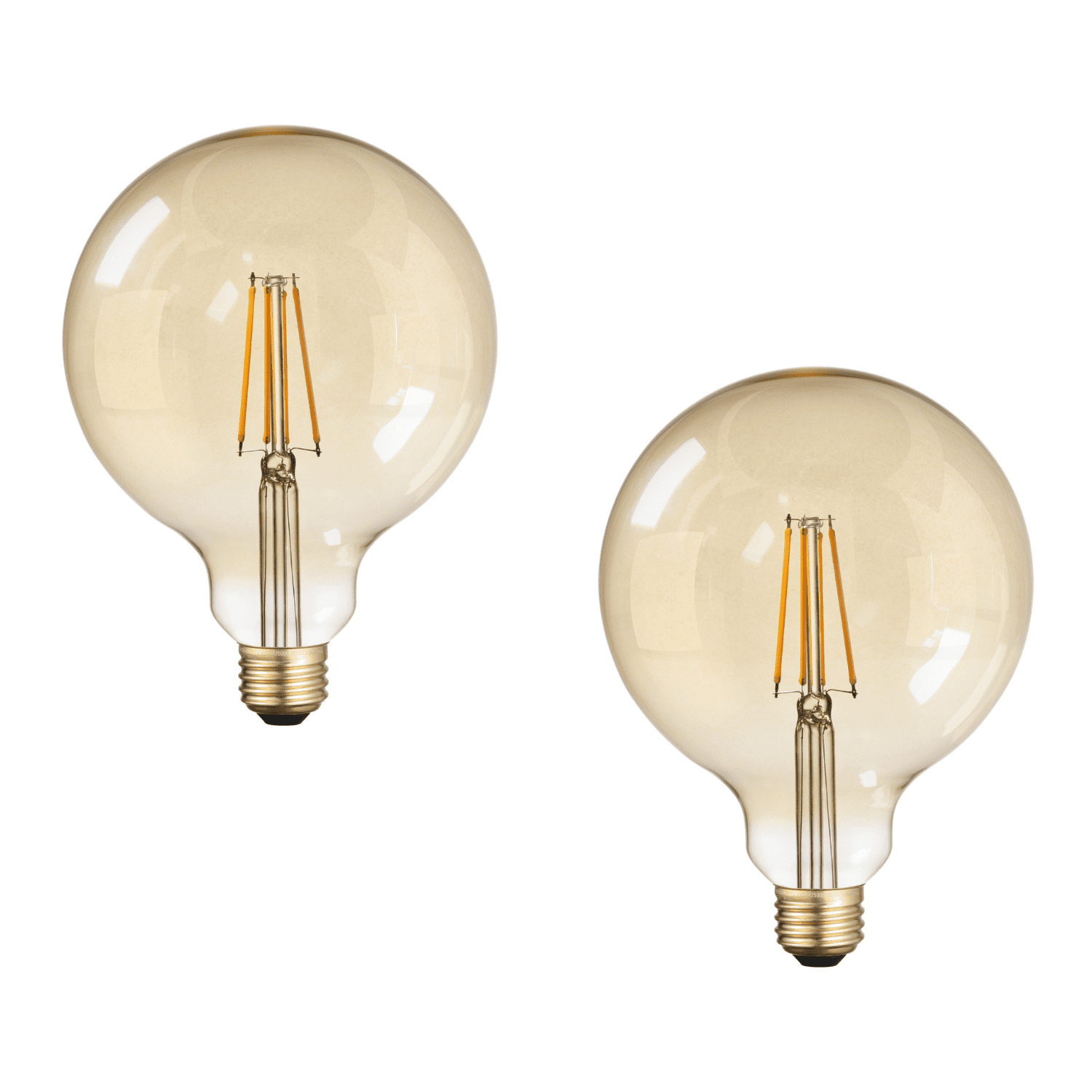 2 Pack G125 LED Decorative Edison Bulbs, Globe Light Bulbs Dimmable, 100W Eqv., Amber, E26 Base, Vintage Filament Light Bulbs for Pendant Light, Floor Lamp, 2500K Soft White