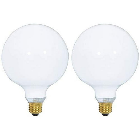 (Pack of 2) G40 100W Incandescent Decorative Globe Bulbs  2700K Soft White, E26 Medium Base, Dimmable