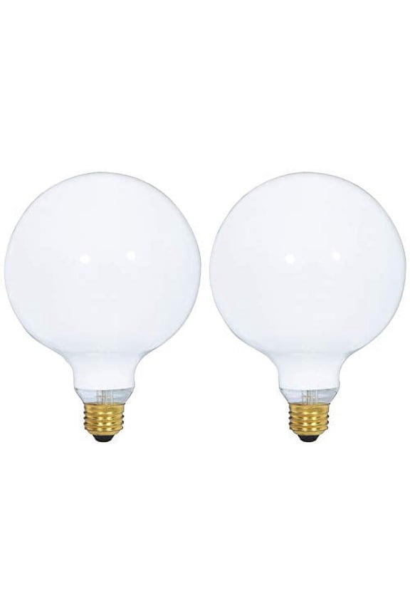 (Pack of 2) G40 100W Incandescent Decorative Globe Bulbs 2700K Soft White, E26 Medium Base, Dimmable
