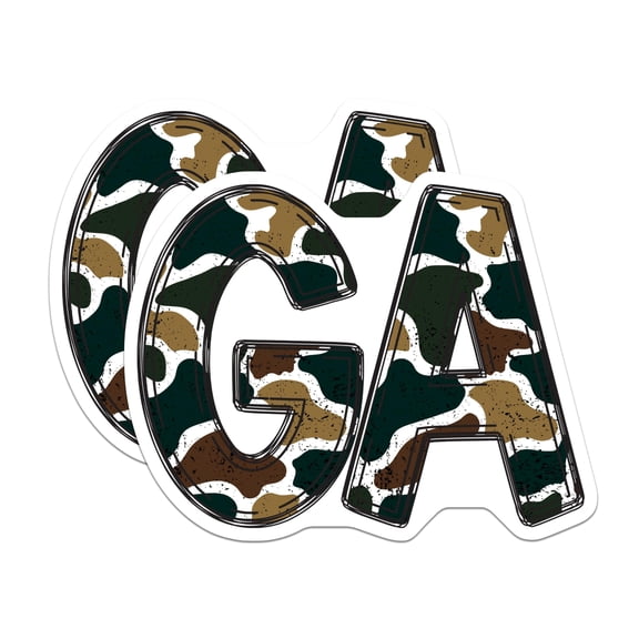 (2 Pack) GA Letters Magnets - Camouflage Abstract Pattern - Georgia State Display - Military Style Refrigerator Accessory - 5 Inches On Longest Side - Thick Durable Magnet - Made in USA - MAG21415