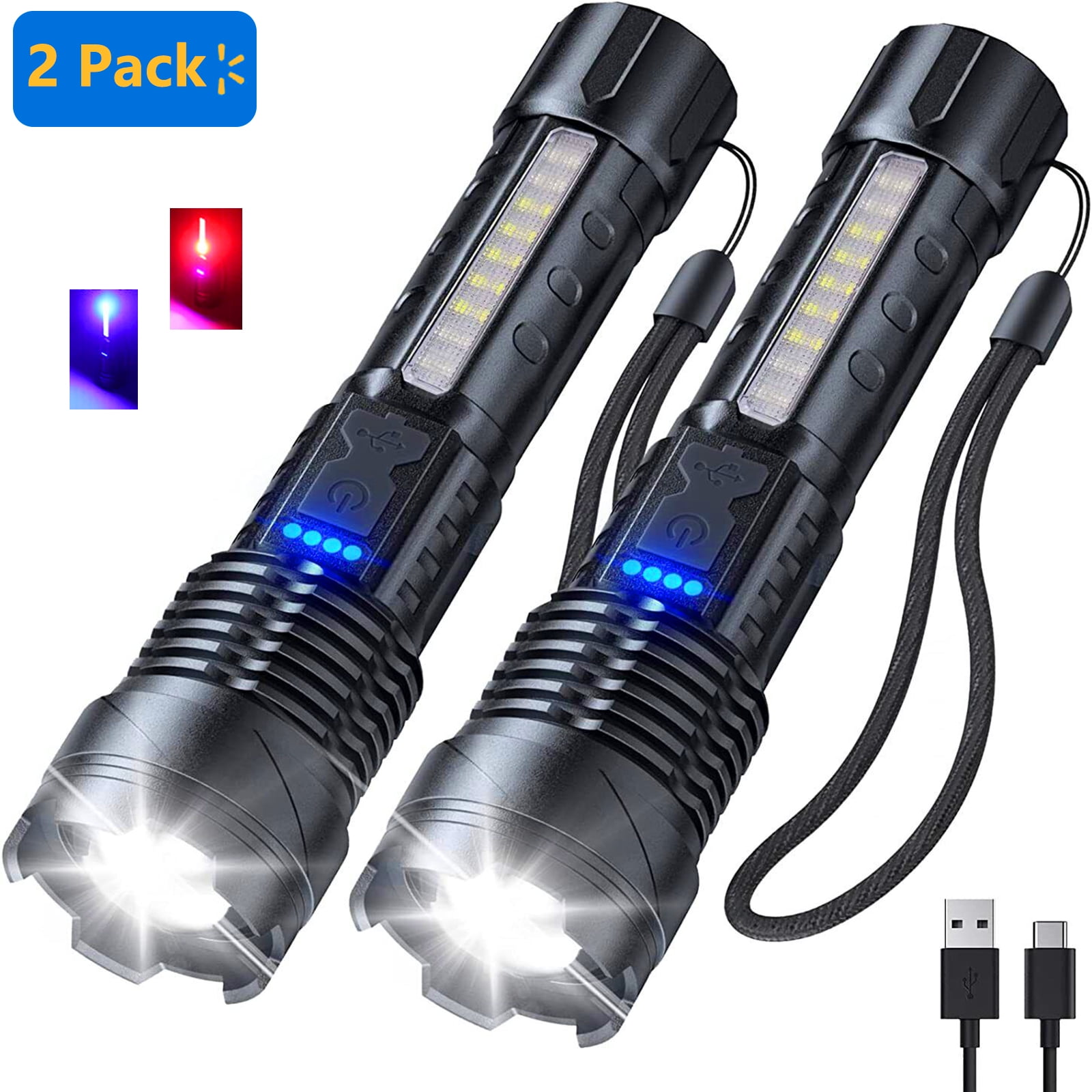 [2 Pack] GALAFOKI 90000 Lumens Rechargeable Flashlights, Super Bright