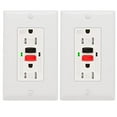 thumbnail image 1 of 2 Pack -  GFCI Outlet 15 Amp, UL Listed, Self-Test GFI Receptacles, TamperResistant, Weather Resistant, LED Indicator, with Decor Wall Plates and Screws, Indoor or Outdoor Use (Red/Black), 1 of 8