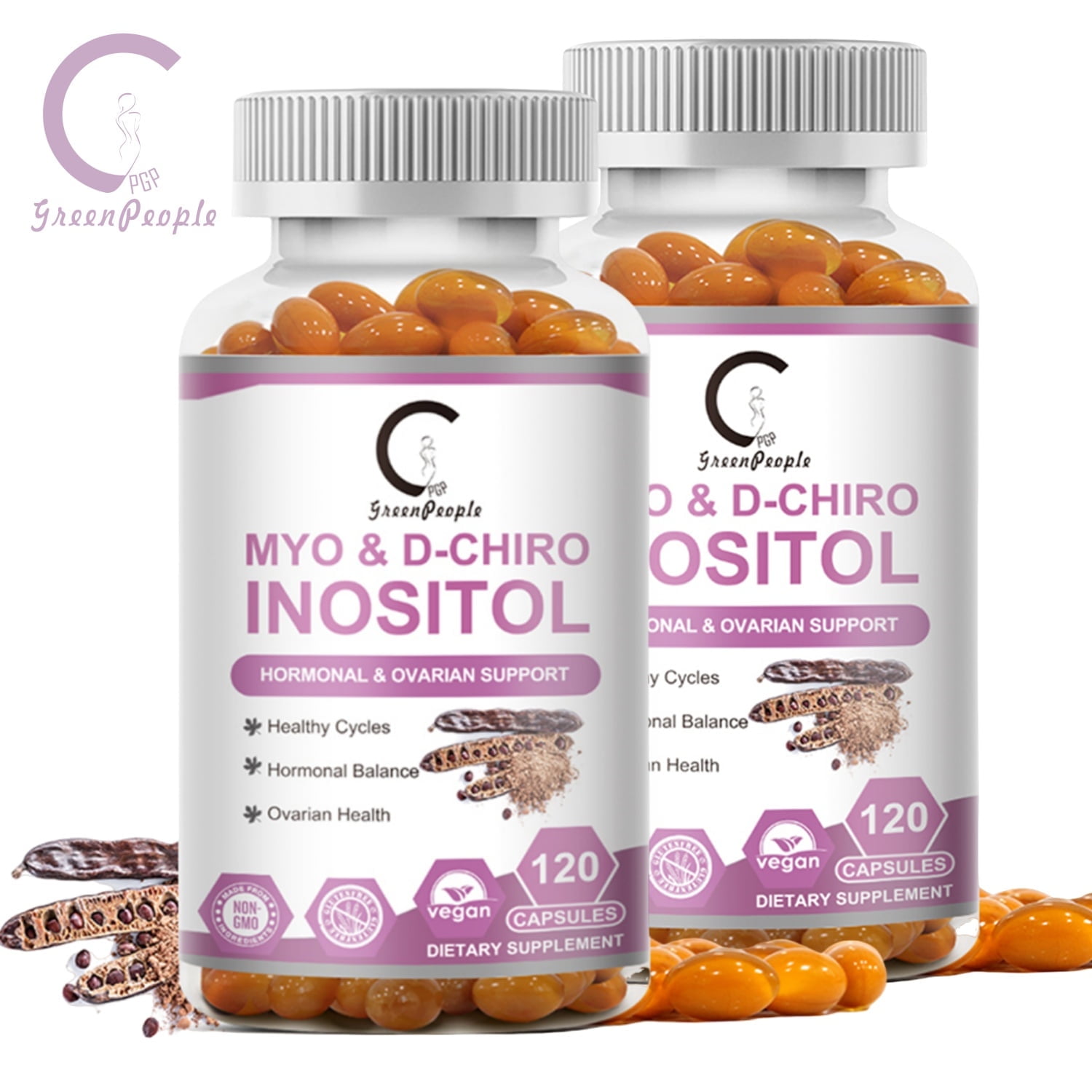 2 Pack GPGP GreenPeople Myo-Inositol & D-Chiro Inositol Blend Capsule | Liver Support & Fat Metabolism Dietary Supplement for Men & Women | 240 Capsules