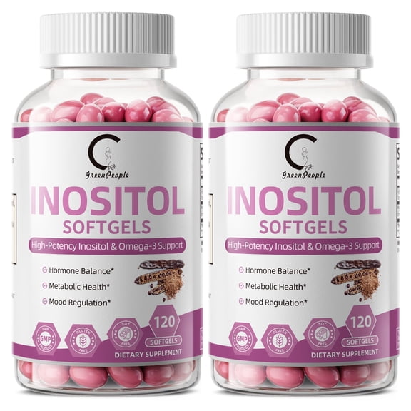 (2 Pack)Inositol 1000mg with Omega-3 ALA 640mg, Formulated for Women's Hormone Balance, Ovarian Support, Metabolic Health, Plant-Sourced Omega-3, 240 Softgels