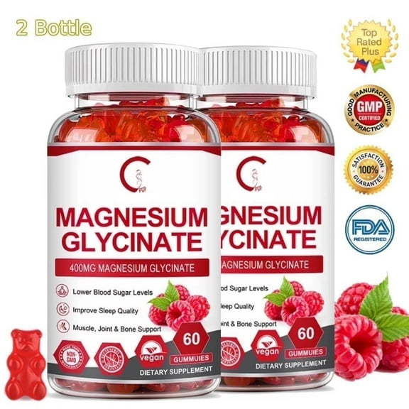 (2 Pack)Magnesium Glycinate Gummies 400mg Supplements,for Relax,Sleep,Heart Health,60 Gummies
