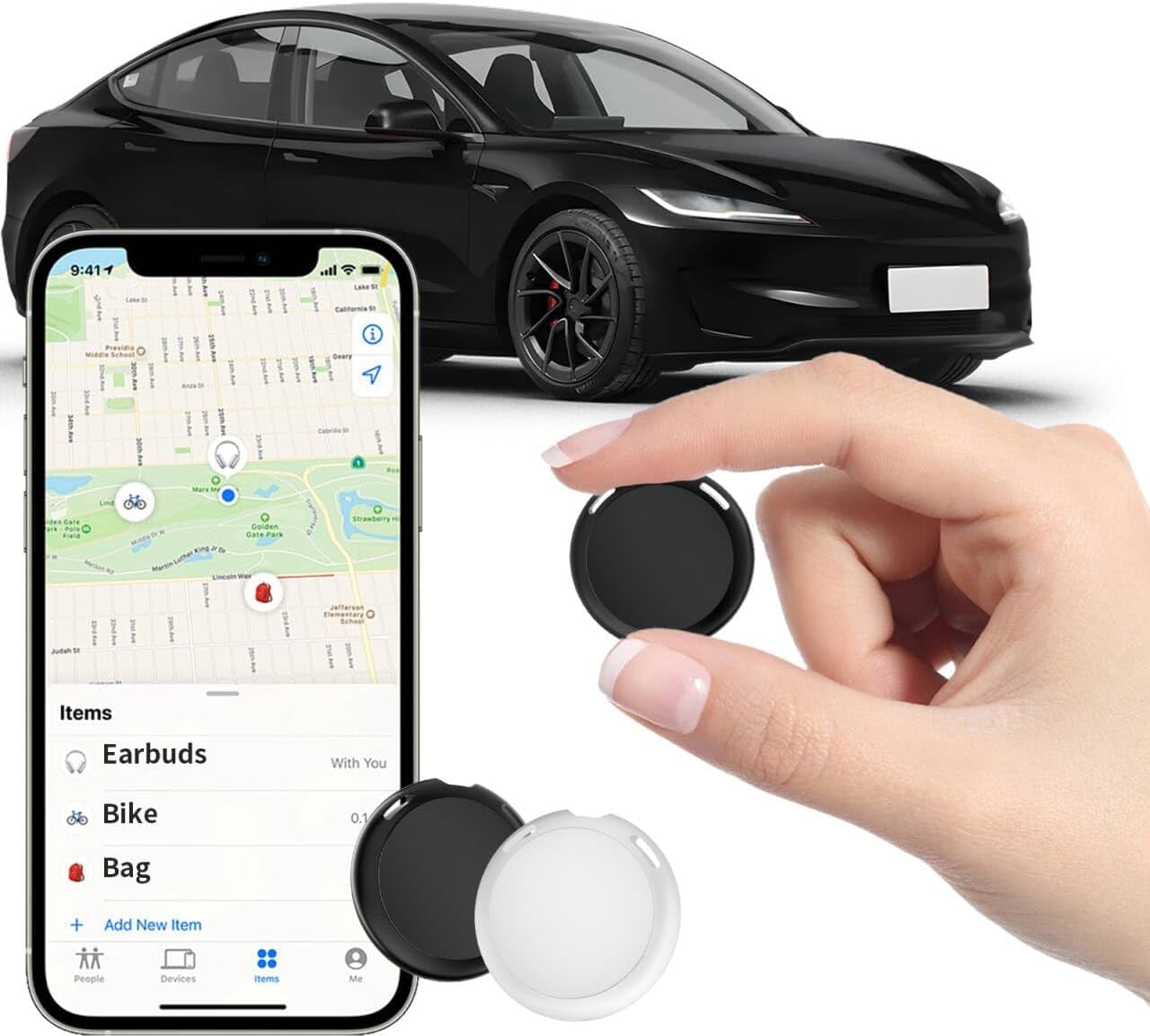 2 Pack GPS Tracker for Vehicles Work with Find My (iOS Only) Real Time Mini Car Air Tracker Tag Global Coverage Hidden Car Locator Tracking Device No Monthly Fee or Subscription No SIM Card Required