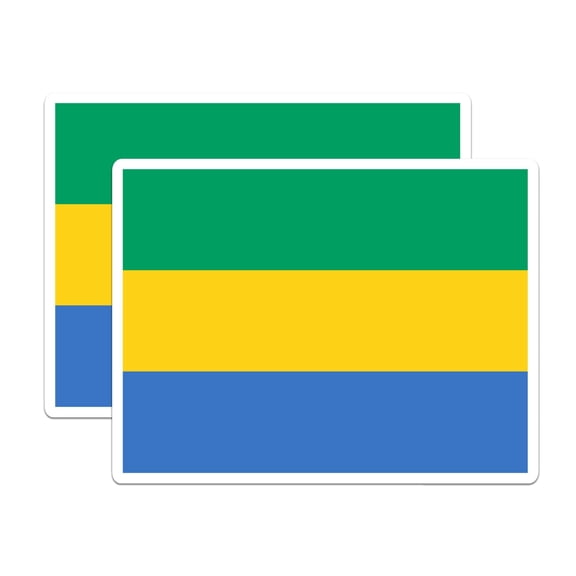 (2 Pack) Gabon World Flag Stickers - Gabon Pride - 5 Inches On Longest Side - Premium Vinyl - Choose from Over 200 Countries - for Cars, Trucks, Skateboards, Laptops - Made in USA - BMCS0874