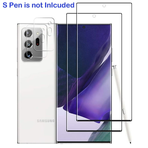 [2 Pack] Galaxy Note 20 Ultra Screen Protector, Galaxy Note 20 Ultra Camera Protector, Alltyech Fingerprint Unlock Case Friendly No Bubble UV Screen Protector for Samsung Galaxy Note 20 Ultra, Clear